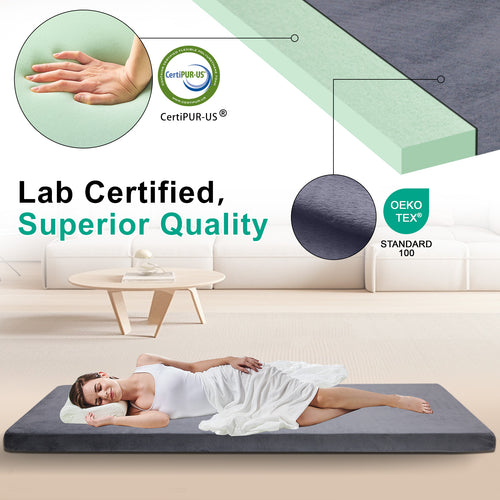Lxotvae 3 Inch Foam Camping Mattress Pad, Portable Roll‑Up Sleeping Mat for Cot, Guest & Tent Travel