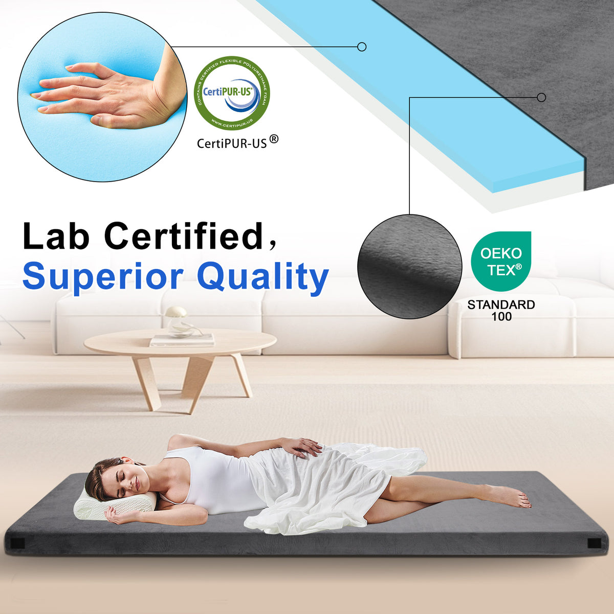 non‑slip grey sleeping pad
